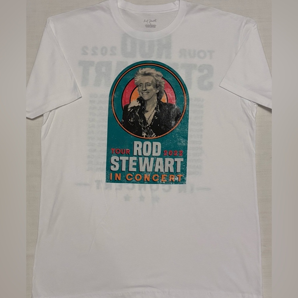 NWOT Rod Stewart White 2022 Concert T Shirt Size: XL